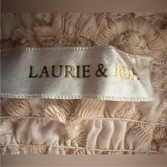 Laurie & Joe Pastel Peach Embroidered Boho Flower Strapless Babydoll Dress - M/L - Picture 6 of 10